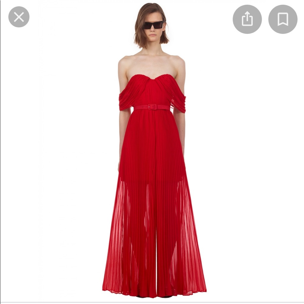 NWT Self Portait Red Off Shoulder Jumpsuit 6 $485